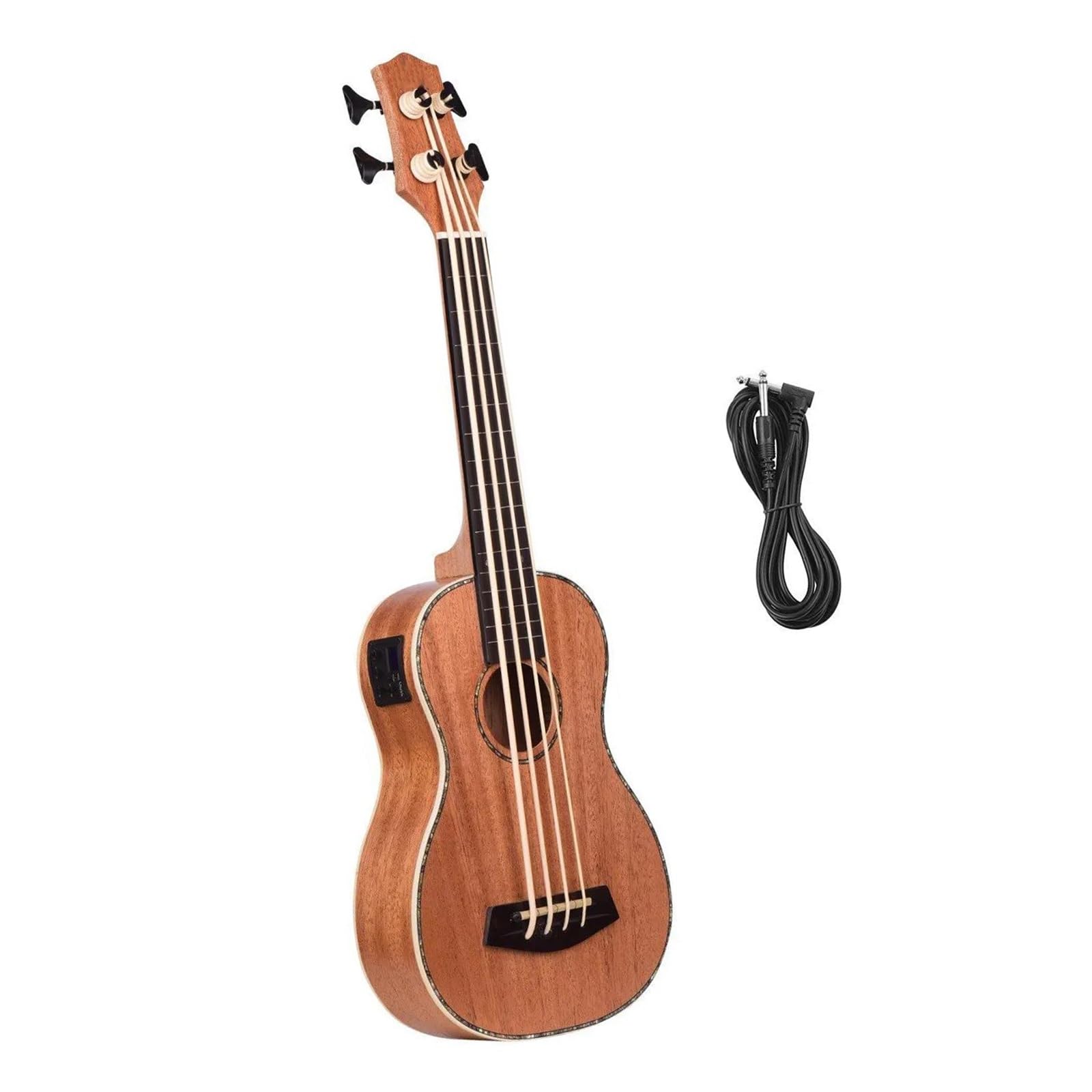 Ukulele Basso Elettrico Da 30 Pollici Con Corpo In Compensato Sapele E Corde In Gomma Ukulele