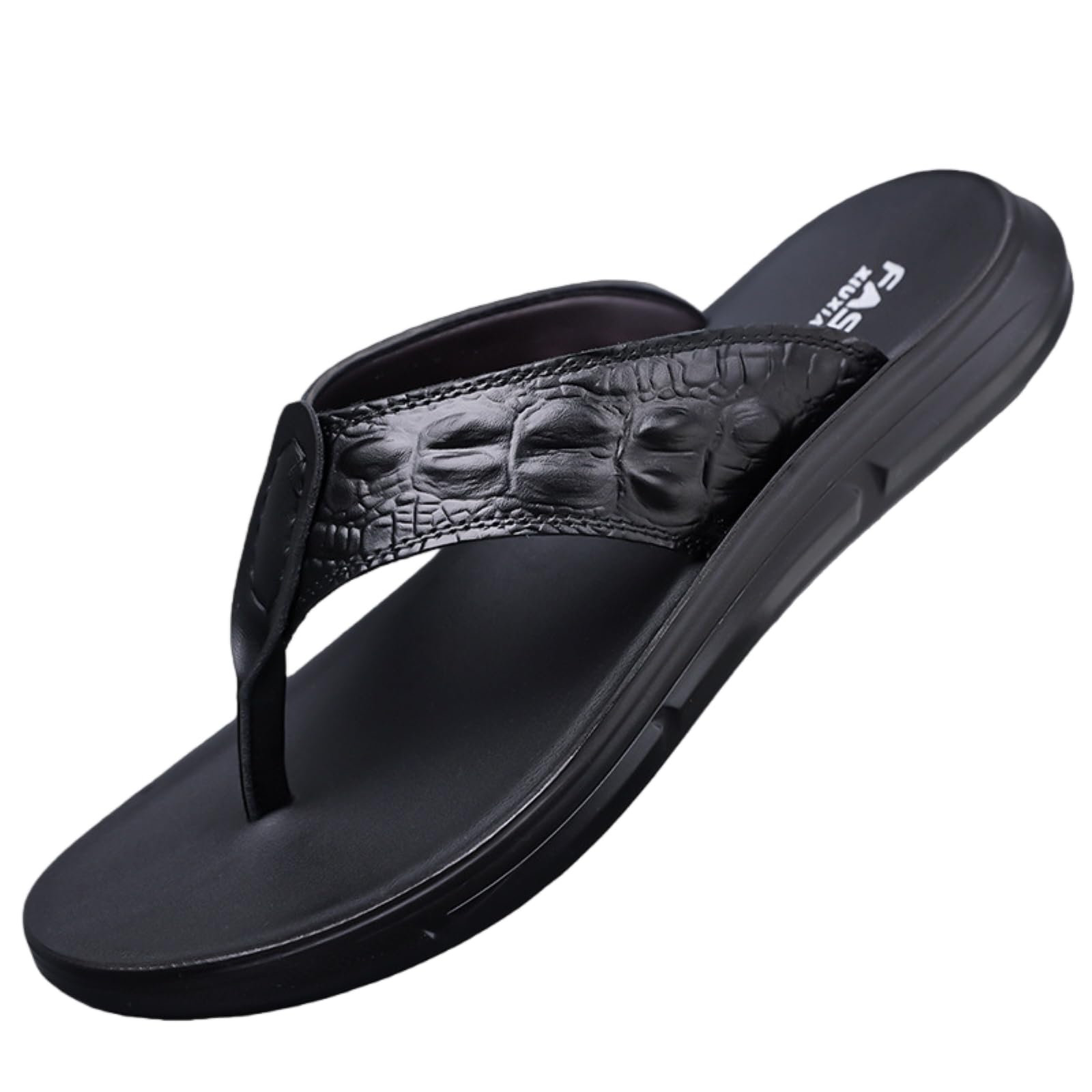 Gyios Flip Flops Mens Black Thong Sandals Summer Casual Beach Daily Wear Shoes Outdoor Comfortable Leisure- Black-39