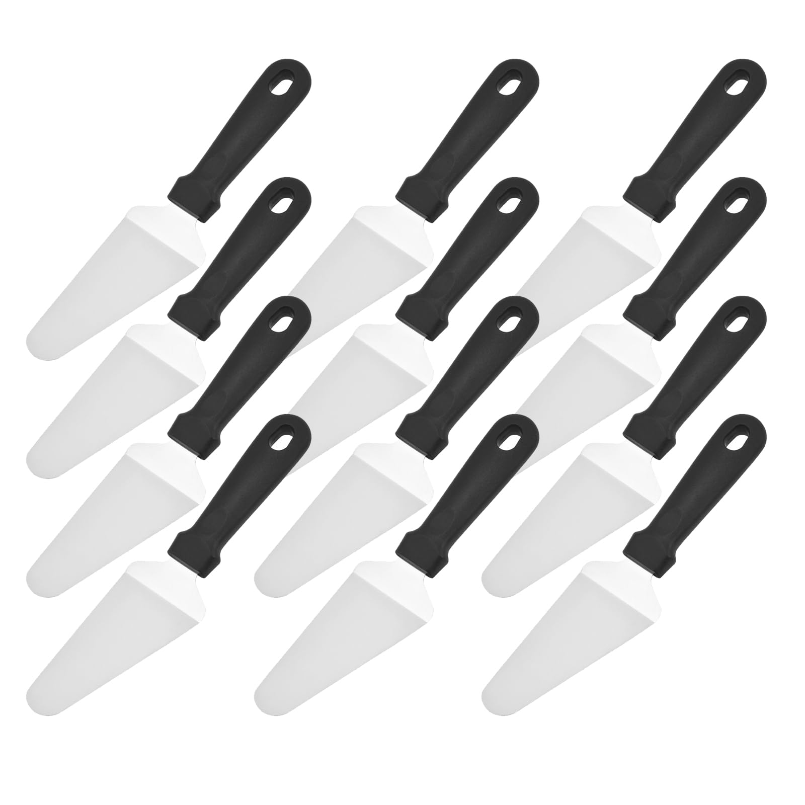 12 paquetes de espátulas para pizza, servidor de pasteles, espátula de acero inoxidable con mango de plástico para postres, pasteles, pizza, pasteles, hornear, pala triangular (12)