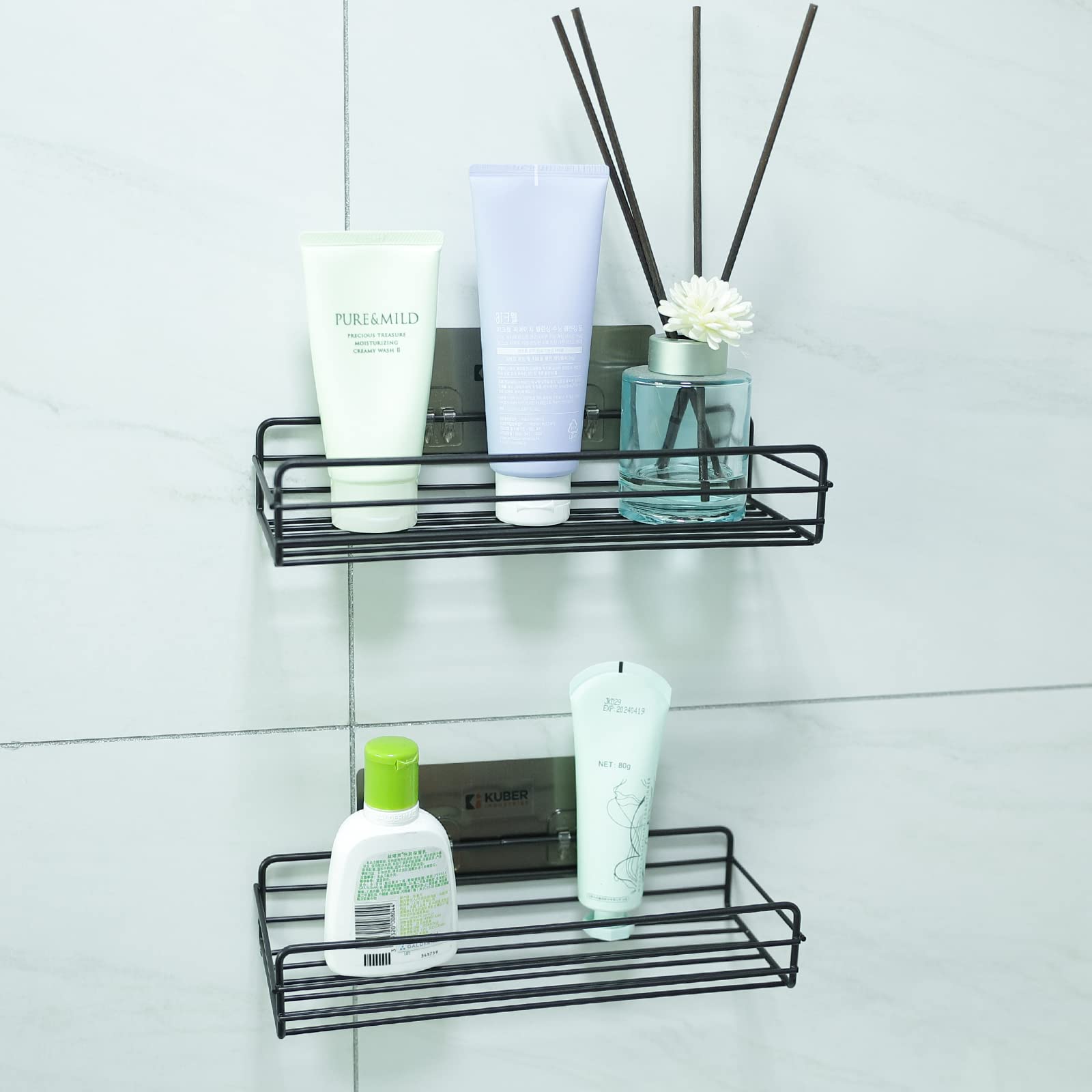 Kuber Industries Stainless Steel Bathroom & Kitchen Organizer Rack|Multipurpose Wall Shelves|Storage Racks & Shelves for Bathroom & Kitchen|HR-14|Pack of 2|Black (B0BP6RBCC2) Amazon Price History, Amazon Price Tracker
