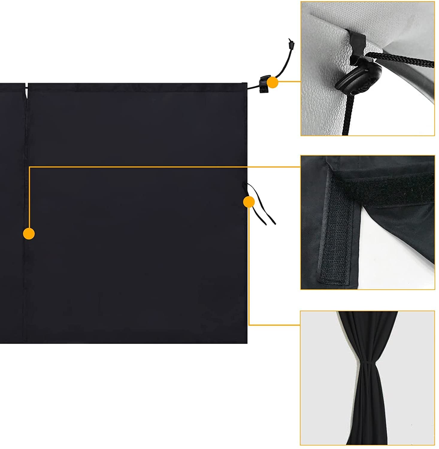 Rideaux Occultants Pour Voiture - Set 4 Pièces Pour SUV Et Fourgonnettes - Protection Solaire Et Intimité Totale - Installation Facile Par Ventouses - 12