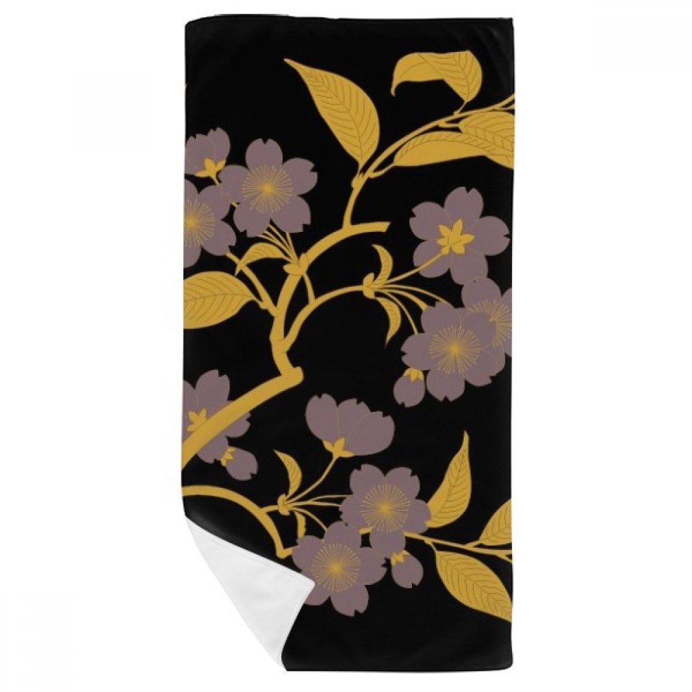 Peinture Culture Japonaise Fleur Noire serviette de bain multicolore 35x70cm
