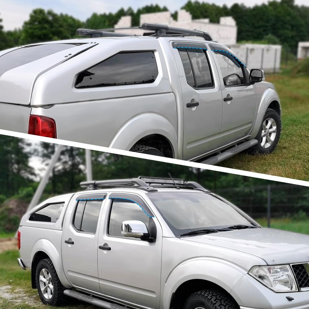 Deflectores de viento para Nissan Navara D40 2005-2015 Aventura Visia DX RX ST ST-X Outlaw MK2 Pick-up 4 puertas tintados adhesivos para viento, lluvia, sol, humo, visor de ventana, accesorios