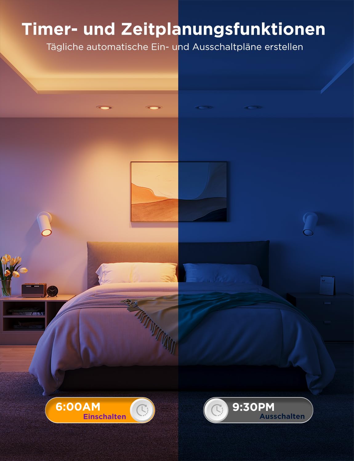 Govee GU10 LED RGBWW Smart Bulb Matter Alexa Google Home 400LM WLAN Dimmable Farbwechsel 56 Szenen 4 Pack