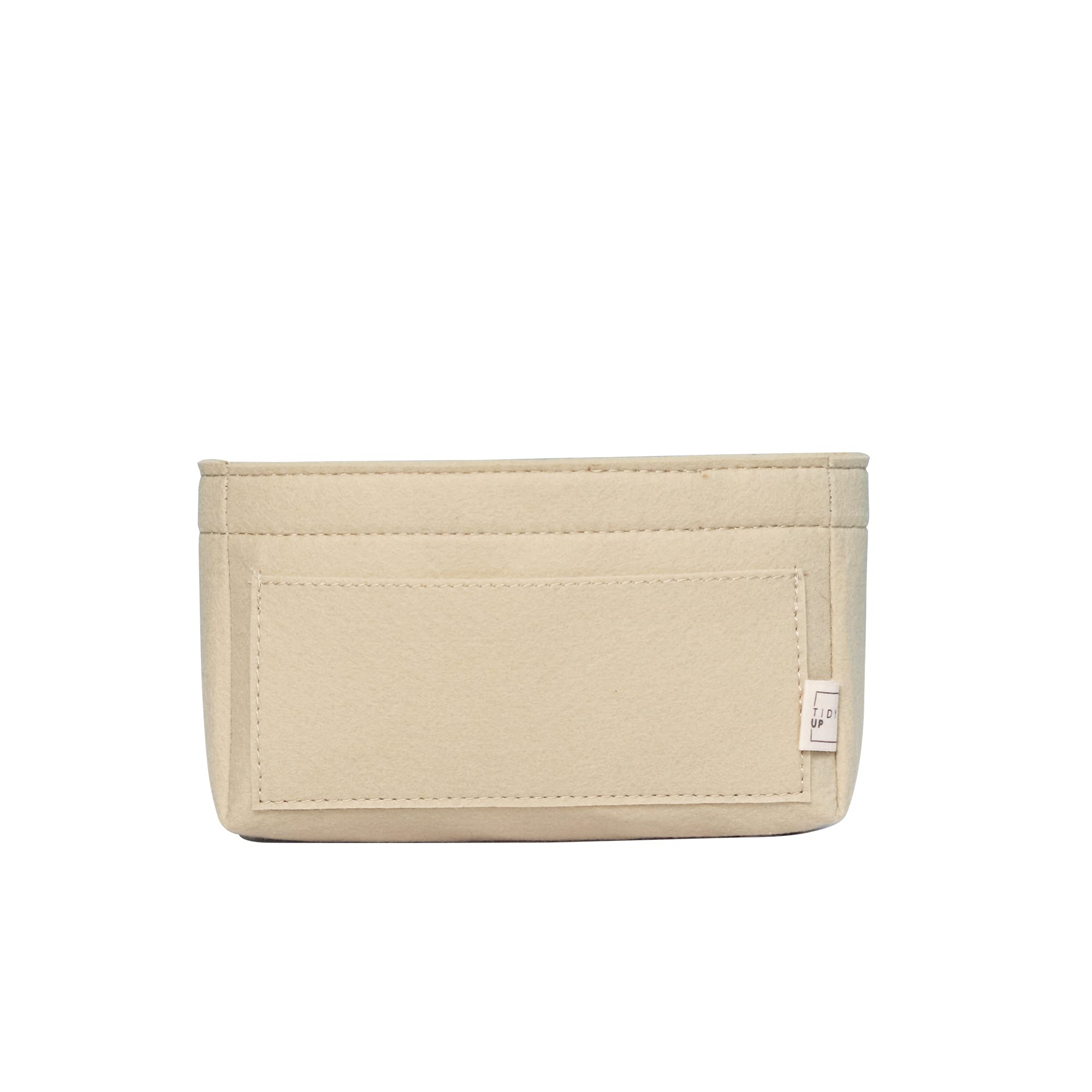 TIDY UP Mini Shae Felt Bag Organizer Insert for Women's Handbag, Tote, and Travel Organizer with Multiple Compartments - Stylish Toiletry and Cosmetics Storage Solution for Ladies (Beige)