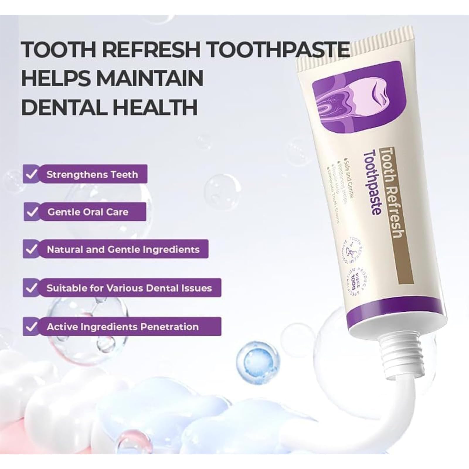 Kreain Nature Dentifricio sbiancante dei denti, cura orale naturale, denti sensibili, tonificante, respirazione fresca, rimozione delle macchie e denti sani (6 pezzi)