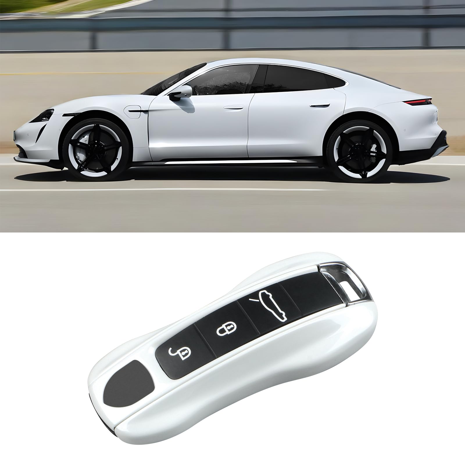 Coque de clé Blanche à Fleurs Fines et rigide pour boîtier de clé Porsche - 8