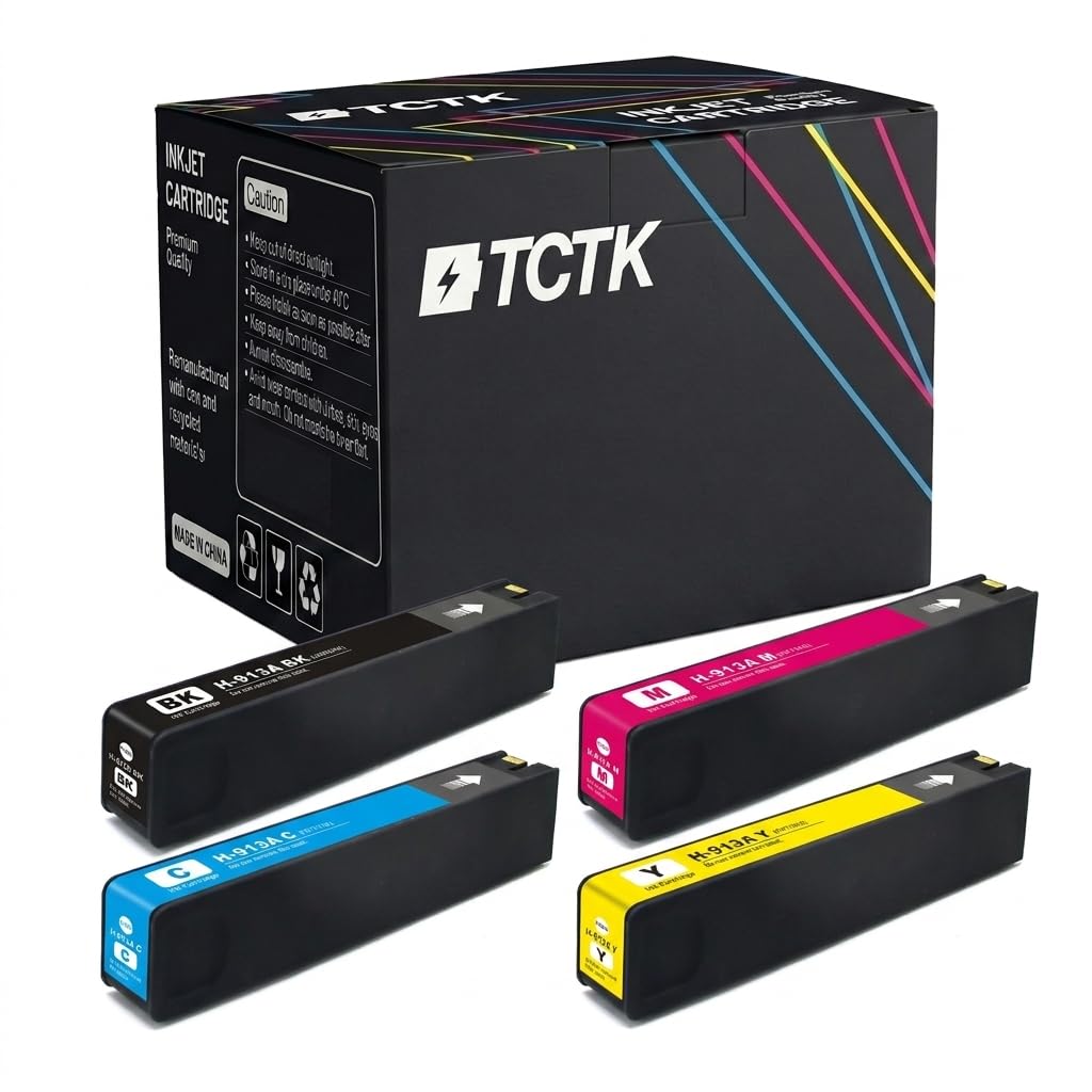 TCTK Tusze 913A 913A zestaw 4 szt. CMYK kompatybilny z HP PageWide 352 dw, do PageWide Managed P55250, do Managed P55250 dw, do P57750, zastępuje L0R95AE