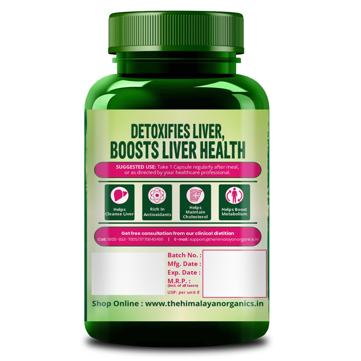 Vlado's HIMALAYAN ORGANICS Milk Thistle Extract With 800Mg Of Silybum Marianum Detox Supplement For Men And Women For Healthy Liver | Boost Metabolism And Maintain Cholesterol level - 10 Veg Capsules