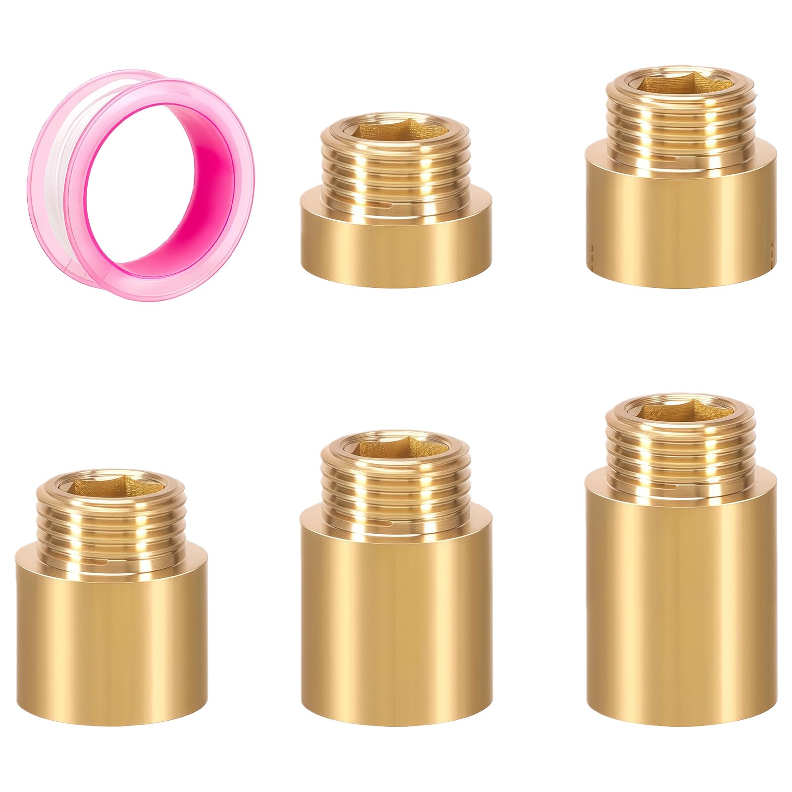 Tsophreniq Copper Color Erosion Resistant Brass Coupling Small Designs Wall Installation Plumbing Extension Adapter 1 / 2Inch For Angles Valves Bathroom Kitchen Plumbing Fittings