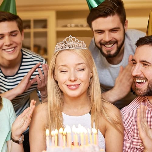 Miniatura 2 de Coronas de reina de cumpleaños para mujer, tiaras plateadas para niña