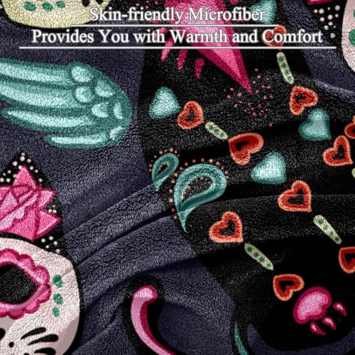 Couverture polaire douce à motif chat et fleurs de qualité supérieure