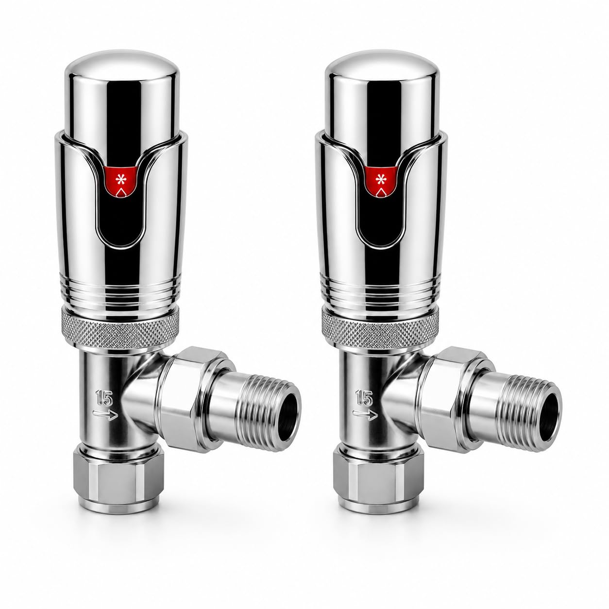 Kartell K-Therm Thermostatic Radiator Valves 15mm for Radiators and Heated Towel Rails (2, Chrome Angled)