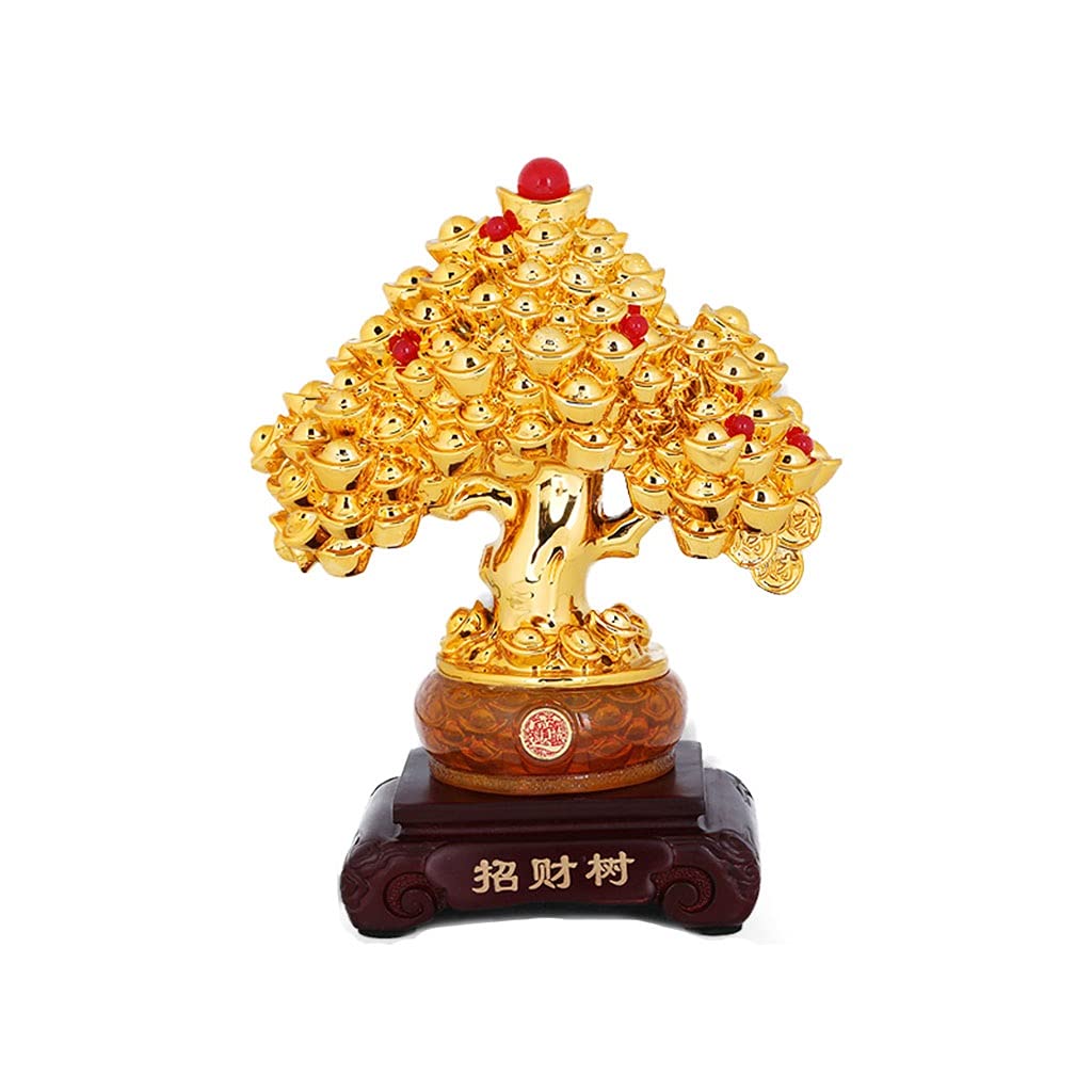 HCZKIUJY Luck and Wealth Crystal Tree Yellow Crystal Fortune Tree Home Office Decoration Crystal Fortune Tree Feng Shui Tree Lucky Tree Fortune Tree Resin Lucky Tree Decoration Chakra Money Tree (A)
