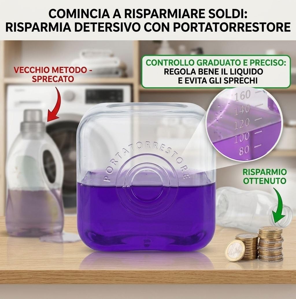 Palla Dosatrice Lavatrice 160ml,PortaTorreStore in Silicone Morbido 100%,Cubo Rotante,Ultra Silenzioso, Risparmio Detersivo,Graduata 40-160 ml (2 PALLE OBLO AZZURRE)