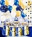 Royal Prince Baby Shower Decorations/ Navy Gold Bridal Shower Decorations Tissue Pom Pom Latex Balloons Tassel Garland Polka Dot Tissue Poms for Boy First Birthday/Navy Gold Wedding Decorations