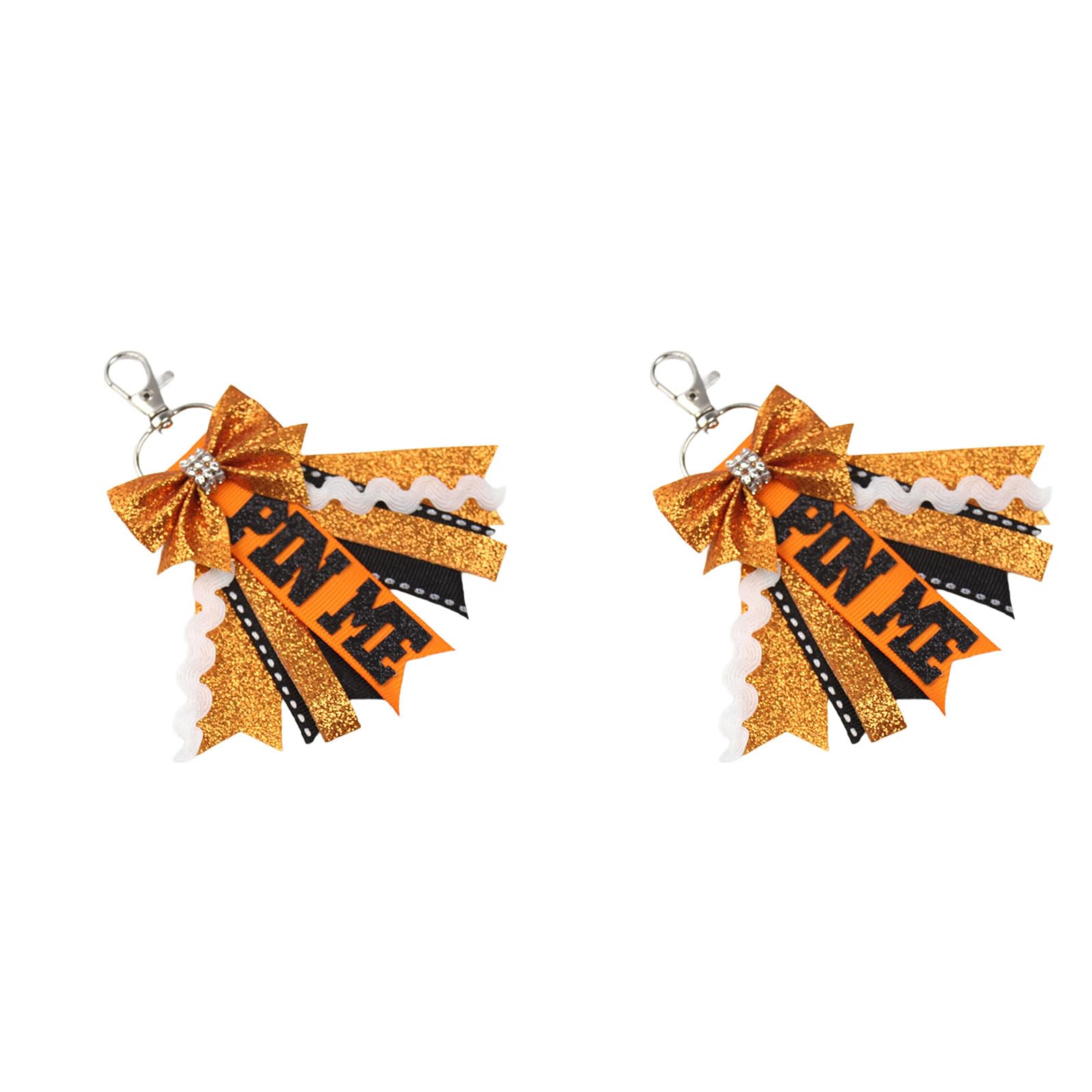 Jazuaiao Cheer PinMe Ribbon for Backpacks Glitters Cheerleaders Keychains Bulk Gift PinMe Keychains