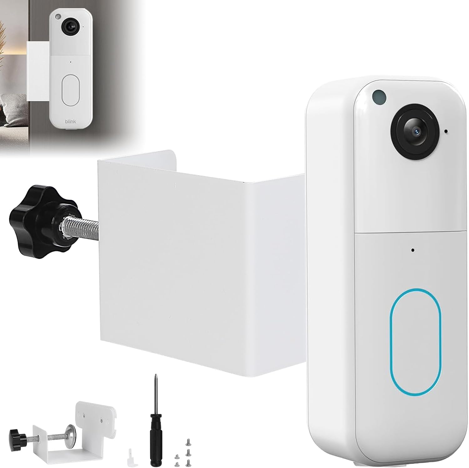 No Drill Doorbell Mounting Bracket for New Blink Video Doorbell 2025 (2nd Gen), Anti Theft Blink Doorbell Camera Mount. (White)