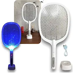 Raquete Elétrica Recarregável Mata Insetos Bivolt 110/220v Mata Pernilongos, Dengue Mosquito em geral com Armadilha De Led Ultra Violeta