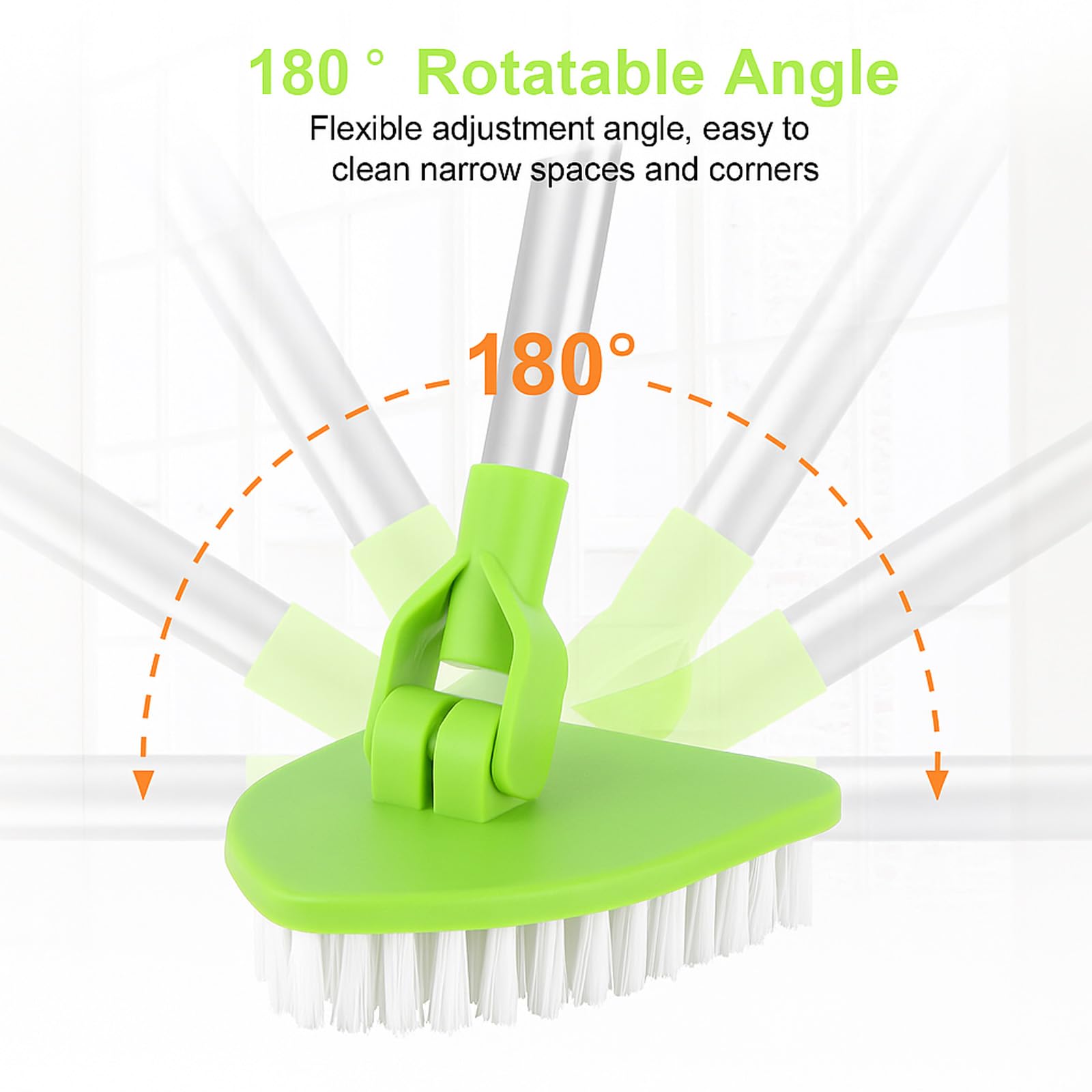 Floor Scrubbing Brush 47.2 Inch With Adjustable Long Handle & Detachable 180° Rotatable Head Stiff Bristles Extensible Grout Cleaning Brush For - View #8