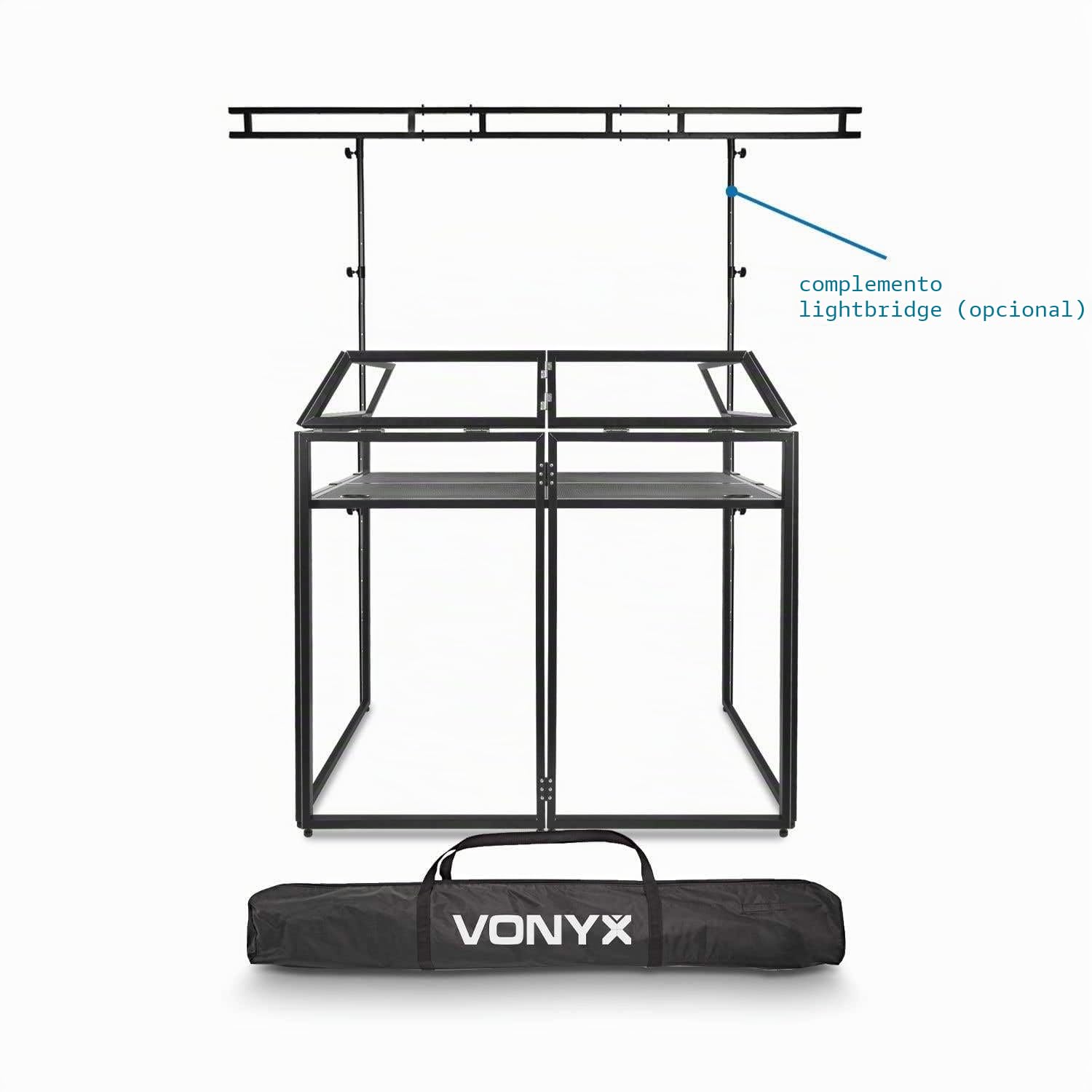 Vonyx DB3 - Cabina de DJ plegable con puente de luces incluido