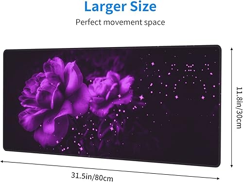 Miniatura 3 de Alfombrilla de mouse para juegos de rosas moradas, alfombrilla de escritorio grande XL, almohadillas largas extendidas, alfombrilla grande para