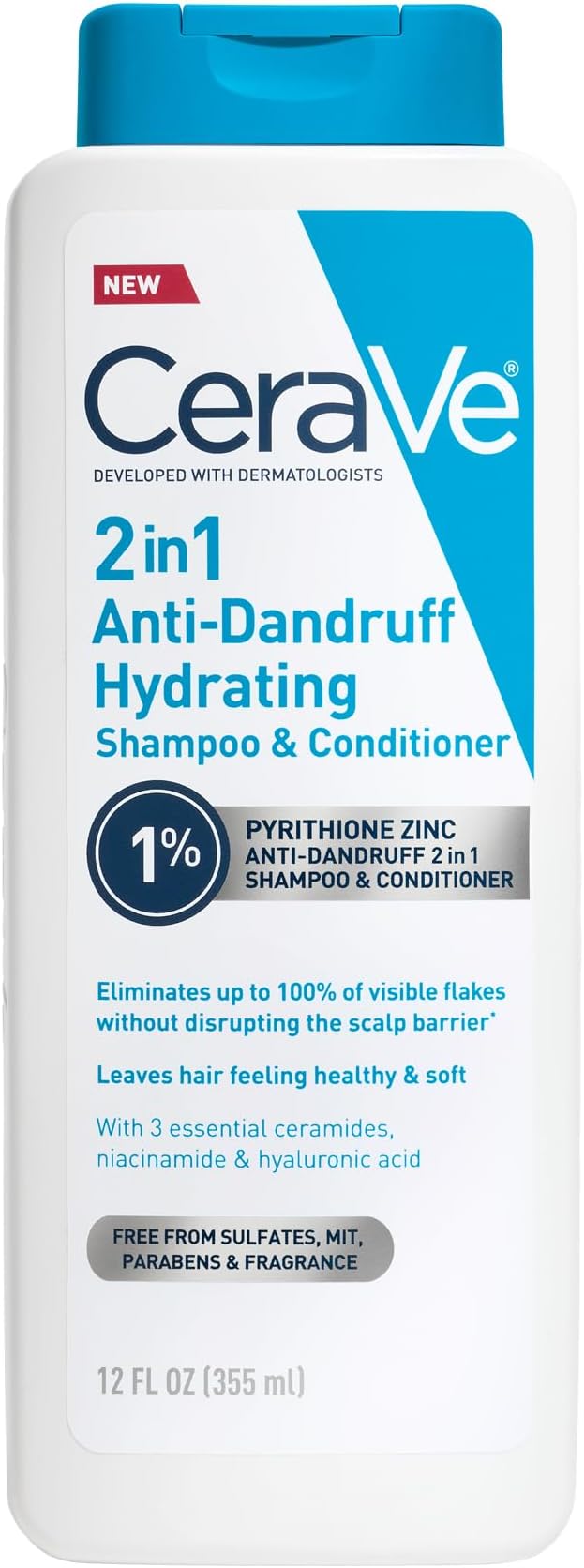 2 In 1 Hydrating Anti Dandruff Shampoo And Conditioner, 1% Pyrithione Zinc Dandruff Treatment, Color Safe & Sulfate Free Shampoo And Conditioner, Helps Eliminate Dandruff & Relieve Itchy Scalp