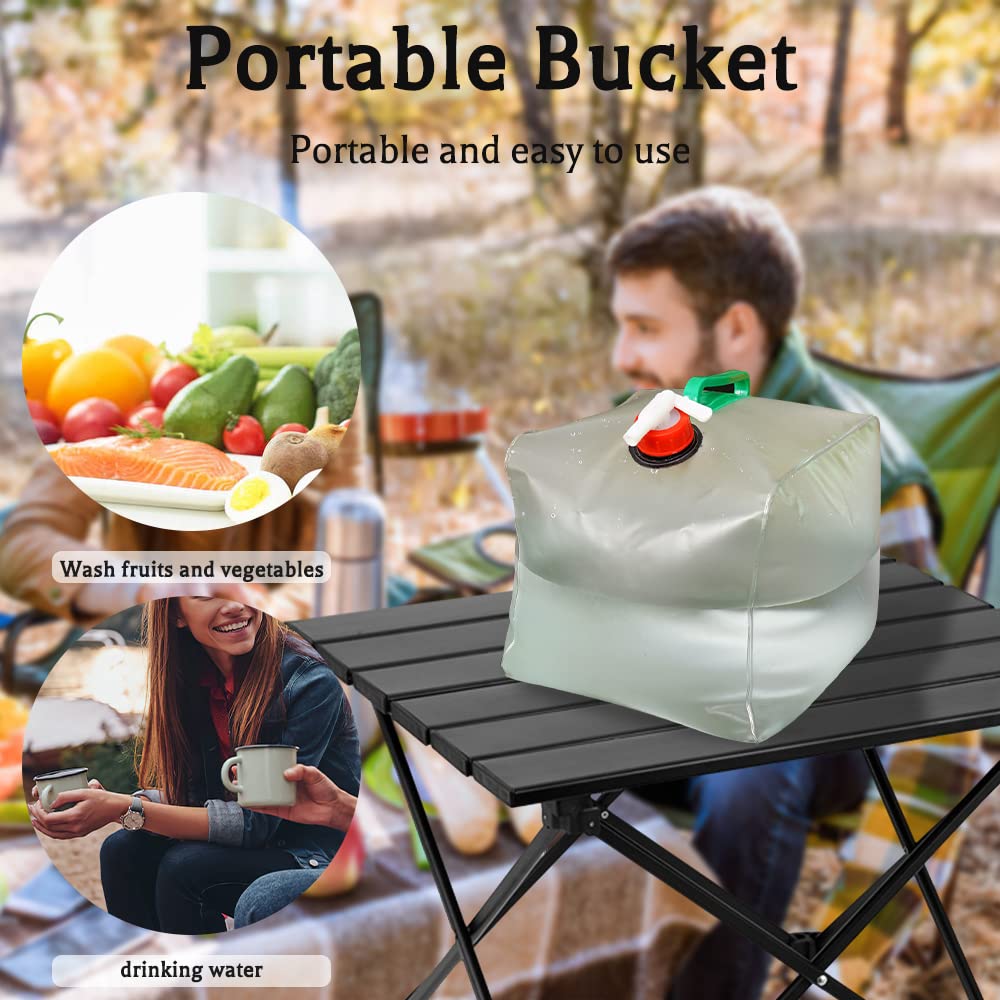 dellyy Tanica per Acqua Pieghevole, 2 PCS 20L Taniche per Acqua Pieghevoli Trasparente, Sacchetto Pieghevole con Rubinetto per Viaggi, Picnic, Campeggio