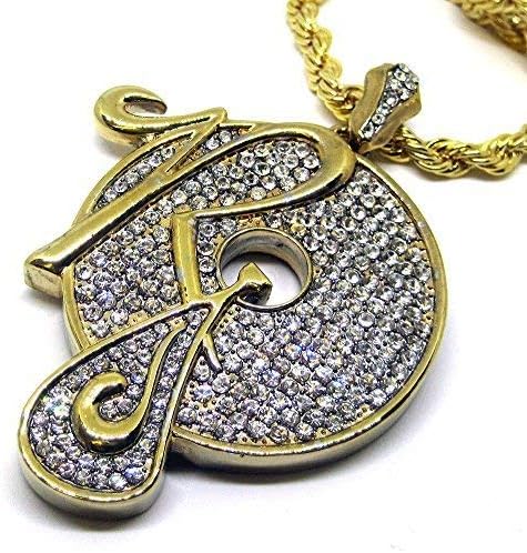 R Records Hiphop Bling Pendant and Chain - Gold Plated