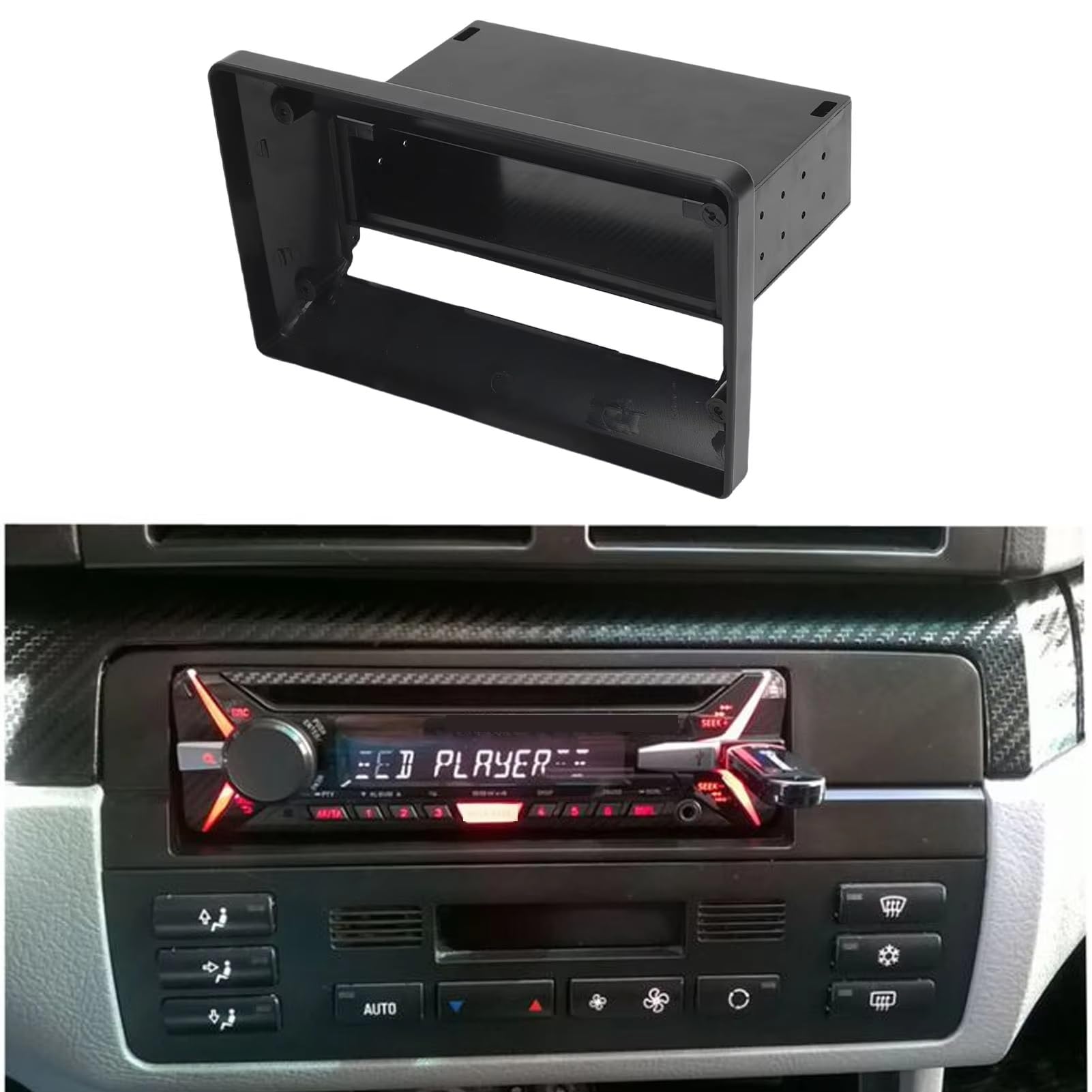 Panel Embellecedor Radio Marco De Radio Coche Solo DIN Marco Panel Navegación ABS Accesorios Interiores Automotrices Universales Marco Radio para Coche