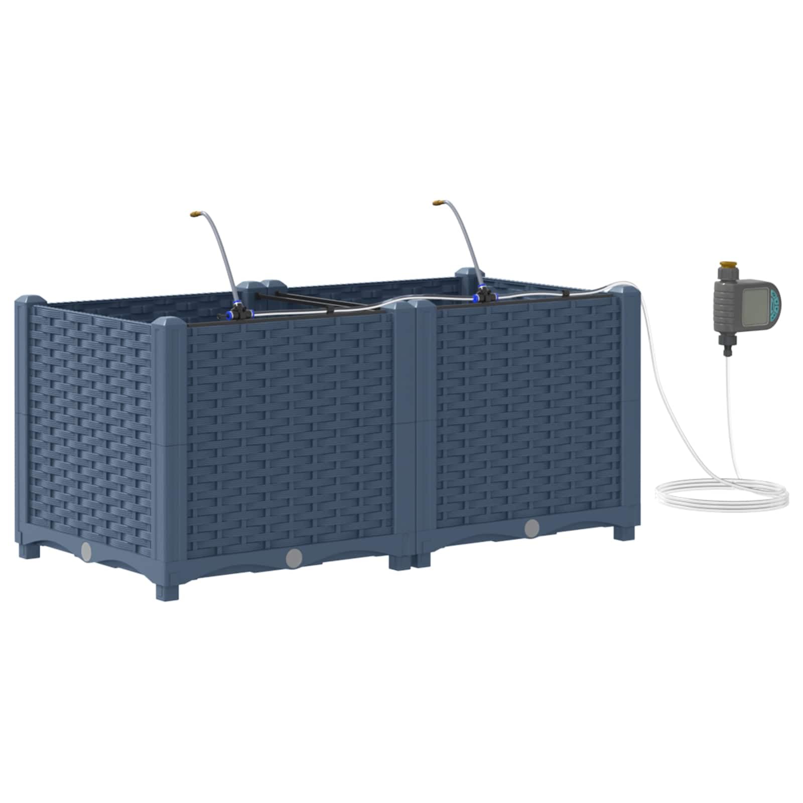 Maceta rectangular gris 80 x 40 x 37,5 cm PP 2 unidades | Resistente a la intemperie, diseño moderno, para terraza y jardín, fácil montaje