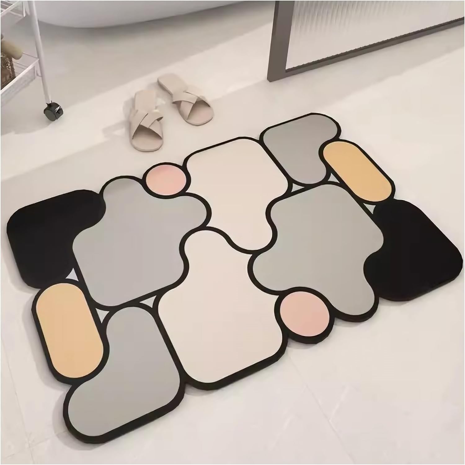 Super Absorbent Bath Mat 5mm Soft Quick-Drying Bathroom Mat Household Oil-Proof Waterproof Floor Mats Durable Mildewproof Bathroom Soft Clean Rug Foot Mat Suitable for Home