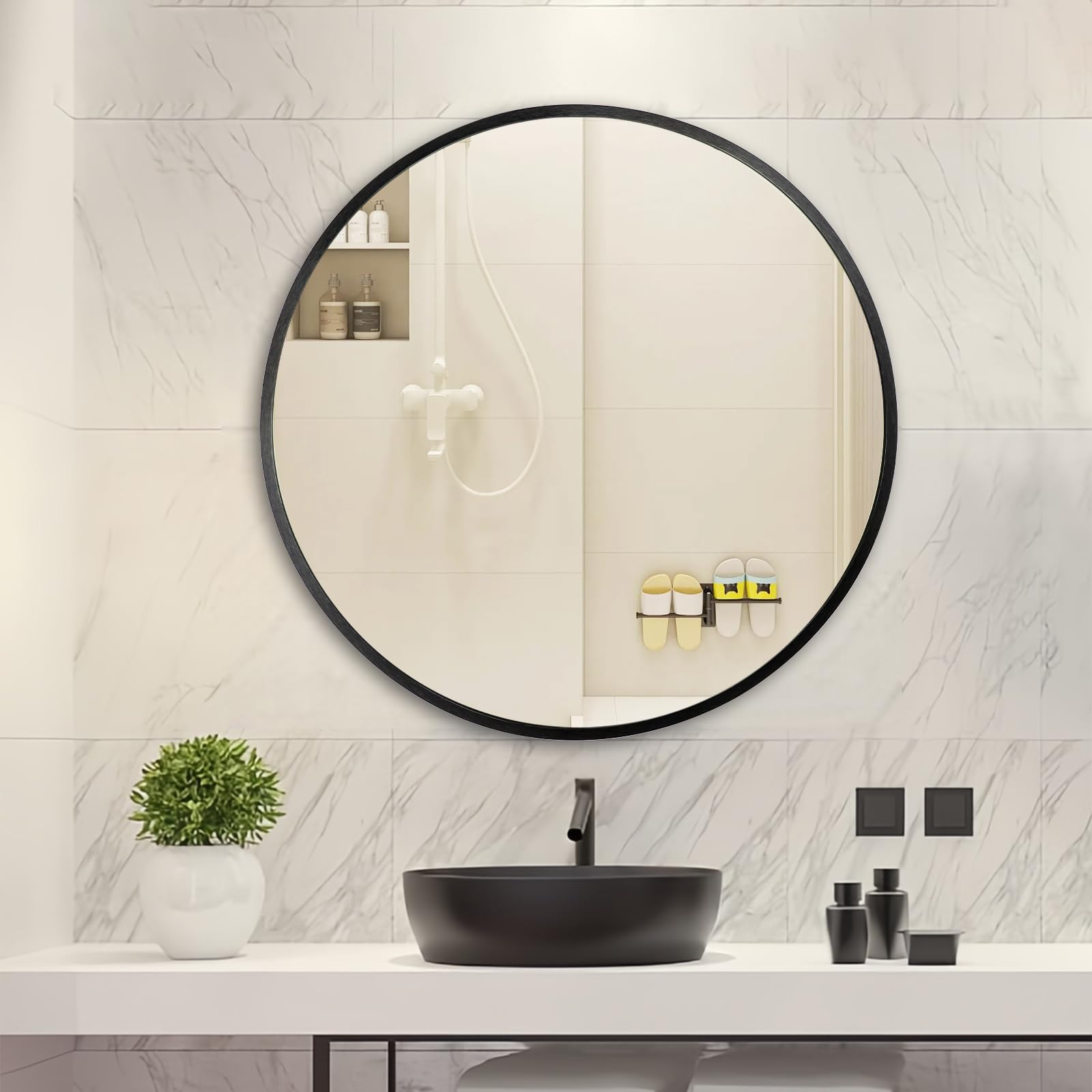 大幅SALE‼️マルーンミラー　円形鏡 壁掛け式　洗面所壁掛けミラー Amazon.co.jp: Keranixy 壁掛けミラー 丸鏡 壁掛け 直径50cm 円形化粧