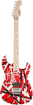 ギター EVH Striped Red with Black Stripe EVH Striped Series Frankie Electric Guitar, Red Black and White