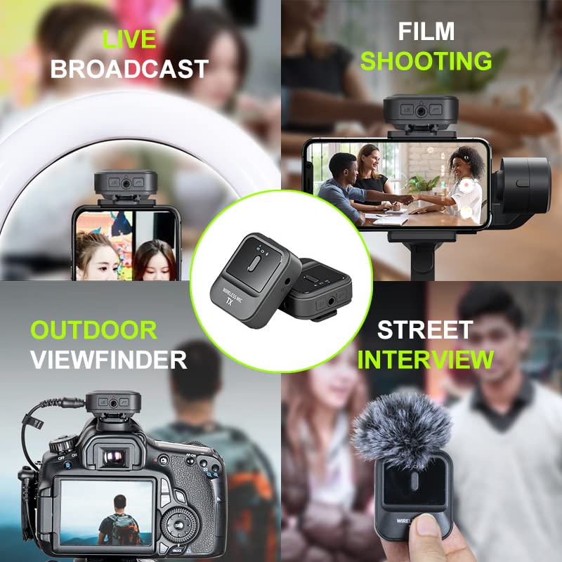 Zerobyte Compact Wireless Microphone System, 2.4G radio microphone SLR clip mobile phone camera live interview recording collar wireless condenser microphone