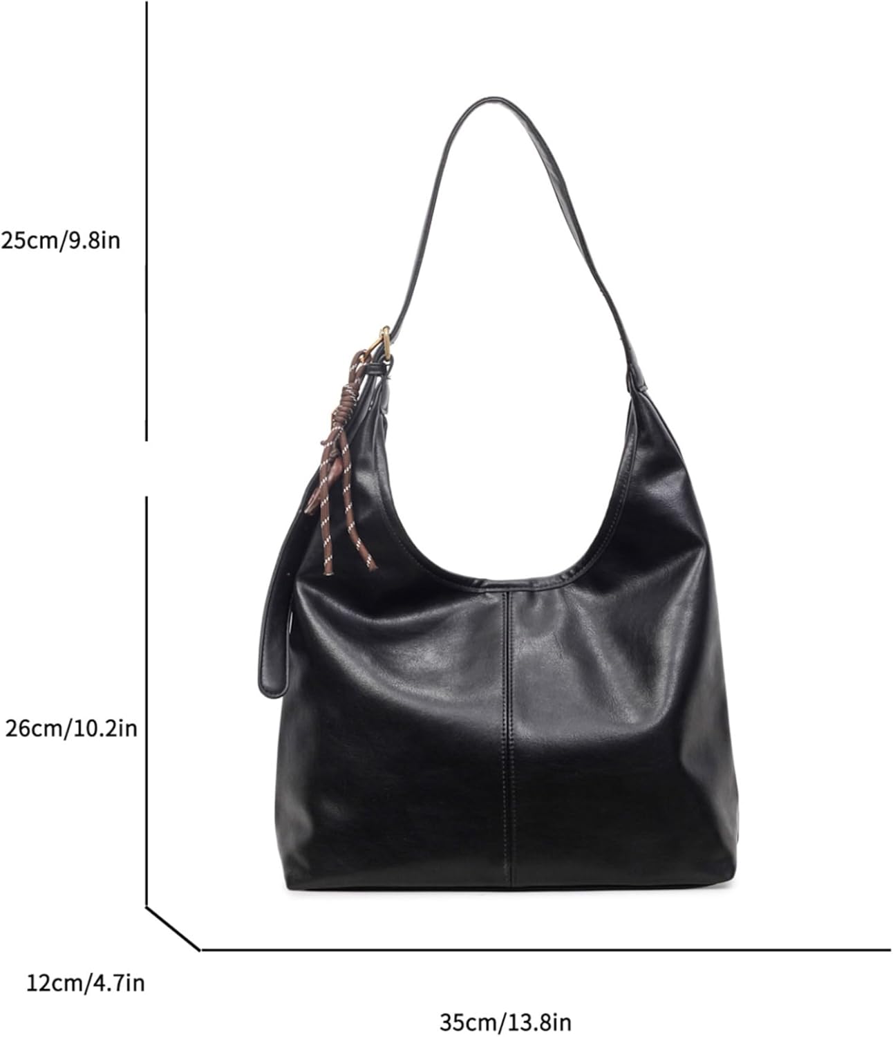 romansong Women's Hobo Shoulder Bag, Faux Leather Tote Handbag, Available in Black and Coffee