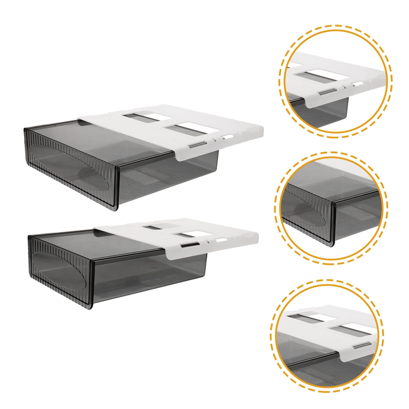 Lurrose 2pezzi Sotto Scrivania Organizer in Plastica Resistente Facile da Aprire e Chiudere Salvaspazio per Ufficio e Casa Adatto Qualsiasi Tavolo