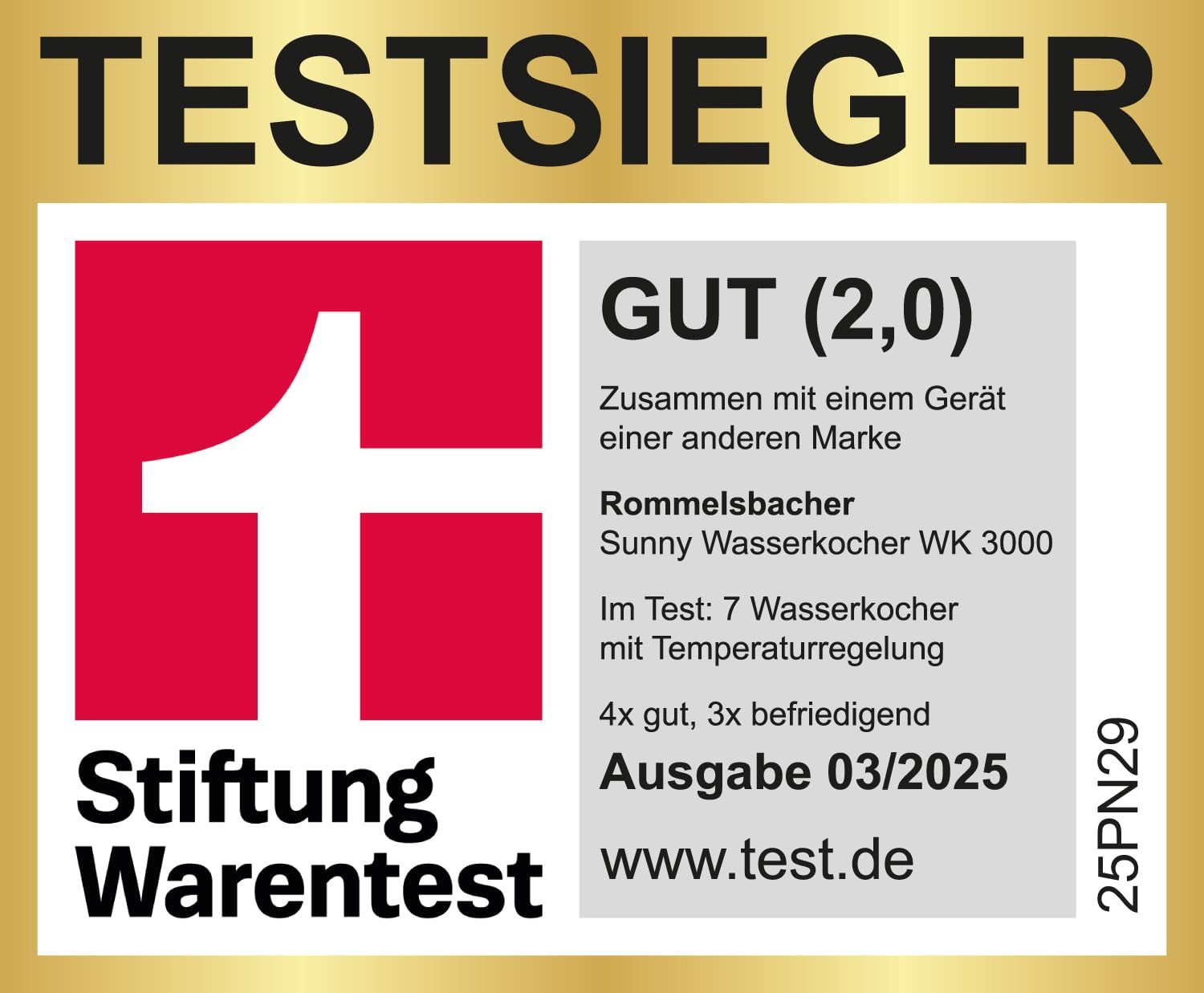 ROMMELSBACHER Wasserkocher WK 3000 – Stiftung Warentest Sieger 3/2025, 1,7 Liter, 1-Tasten-Steuerung, Stellstart-Funktion, Temperaturwahl von 45-100 °C, geschlossener Kannenboden, Kochstoppautomatik