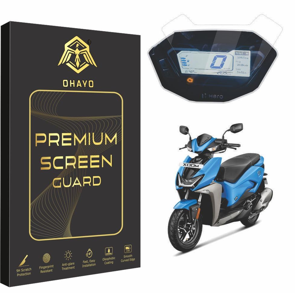 Image of OHAYO 9H Hard Screen Protector for HERO XOOM 125 ZX & VX (2025) Scooter Digital Meter | Scratch Resistant, Military Strength, Anti Fingerprint, HD Clear, Bubble-Free Installation | Full Coverage Instrument Cluster Protection Film
