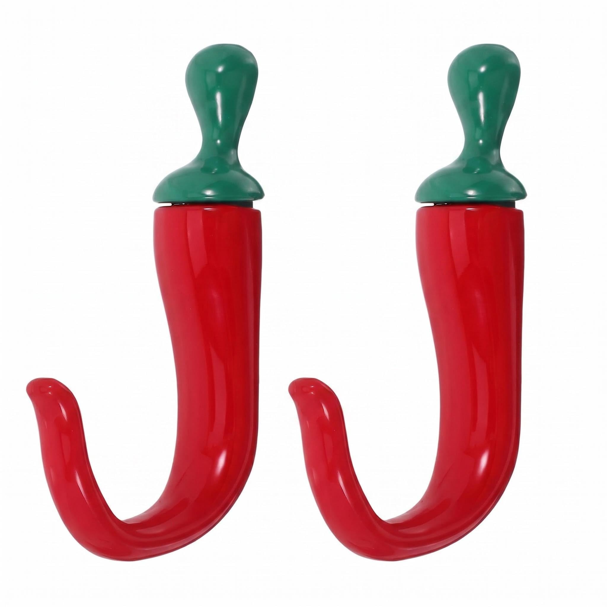 SINJAETRQ 2PCS Chili Zinc Alloy Wall Hooks