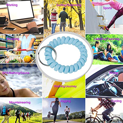 Image of BIHRTC 6 Color Wrist Keychain Plastic Spring Flexible Spiral Wrist Coil Stretchable Wristband Spiral Key Chain Bracelet Key Holder Key Ring for Gym Pool ID Badge Sauna Outdoor Activities
