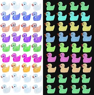 AWAWEELON 100 Pcs Luminous Tiny Ducks Mini Resin Ducks Miniature Duck Figures Micro Dollhouse Duck Accessories for DIY Micro Landscape Fairy Garden Dollhouse