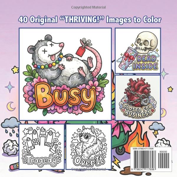 THRIVING! – A Snarky Bold & Easy Coloring Book: Thick lines for Thin Patience and Chaotic Lives for the Sarcastic and Ironic Coquette Fan image 3