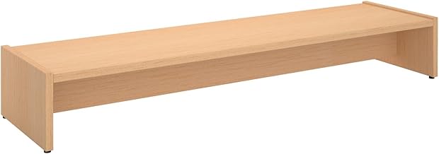 CARO-Möbel Monitorständer Zoom für 2 Monitore Bildschirmerhöhung Schreibtischaufsatz Tischaufsatz 100 x 15 x 27 cm in buchefarben