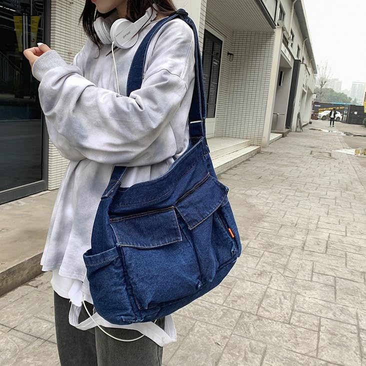 Denim Shoulder Bag Casual Retro Travel Crossbody Handbag for Women Denim Bags for Women Jean Tote Bag2