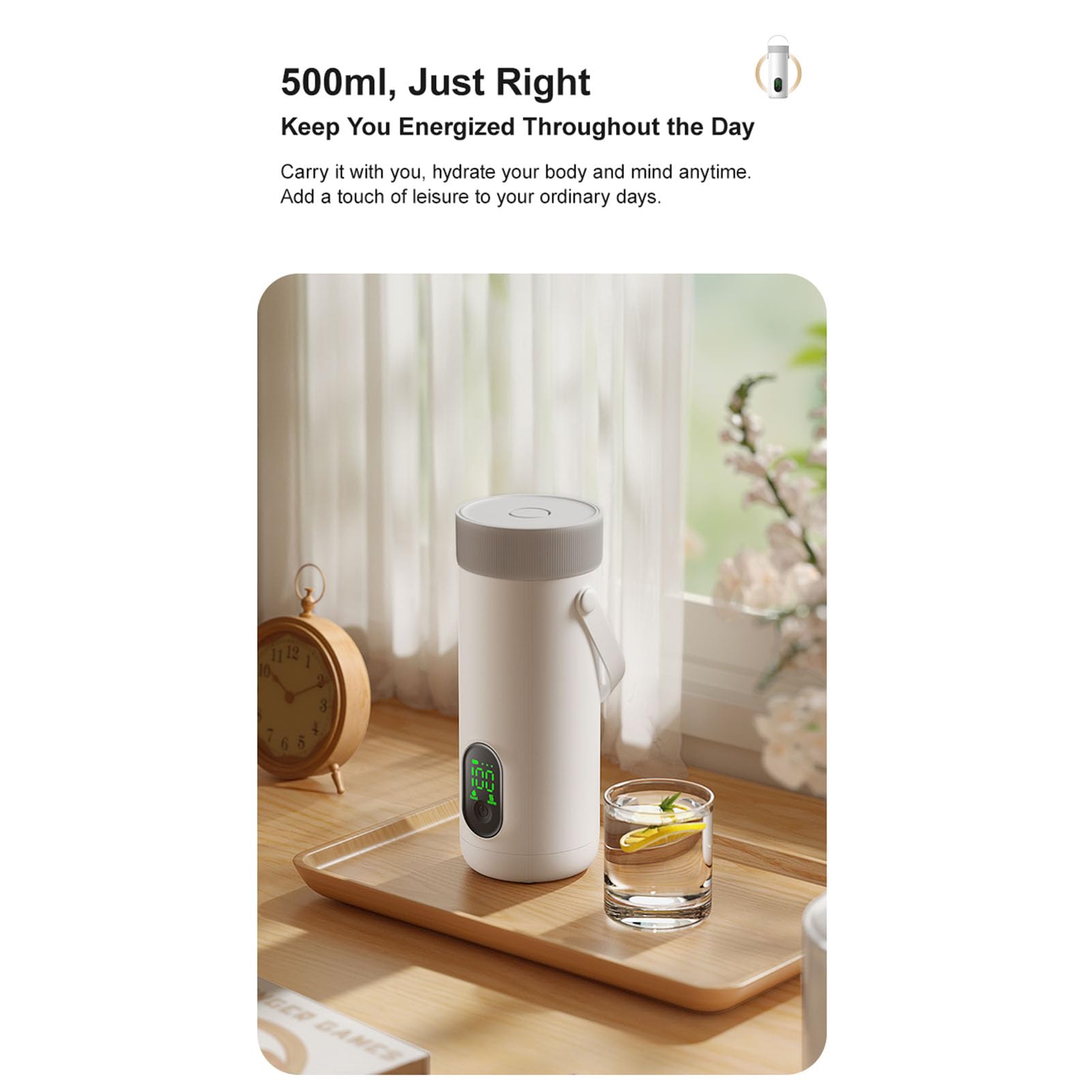 Hervidor Eléctrico de Viaje Recargable Inalámbrico Portátil 4 en 1 Mini Caldera de café para la Oficina del Coche 9,1x3,9x3,6 Pulgadas