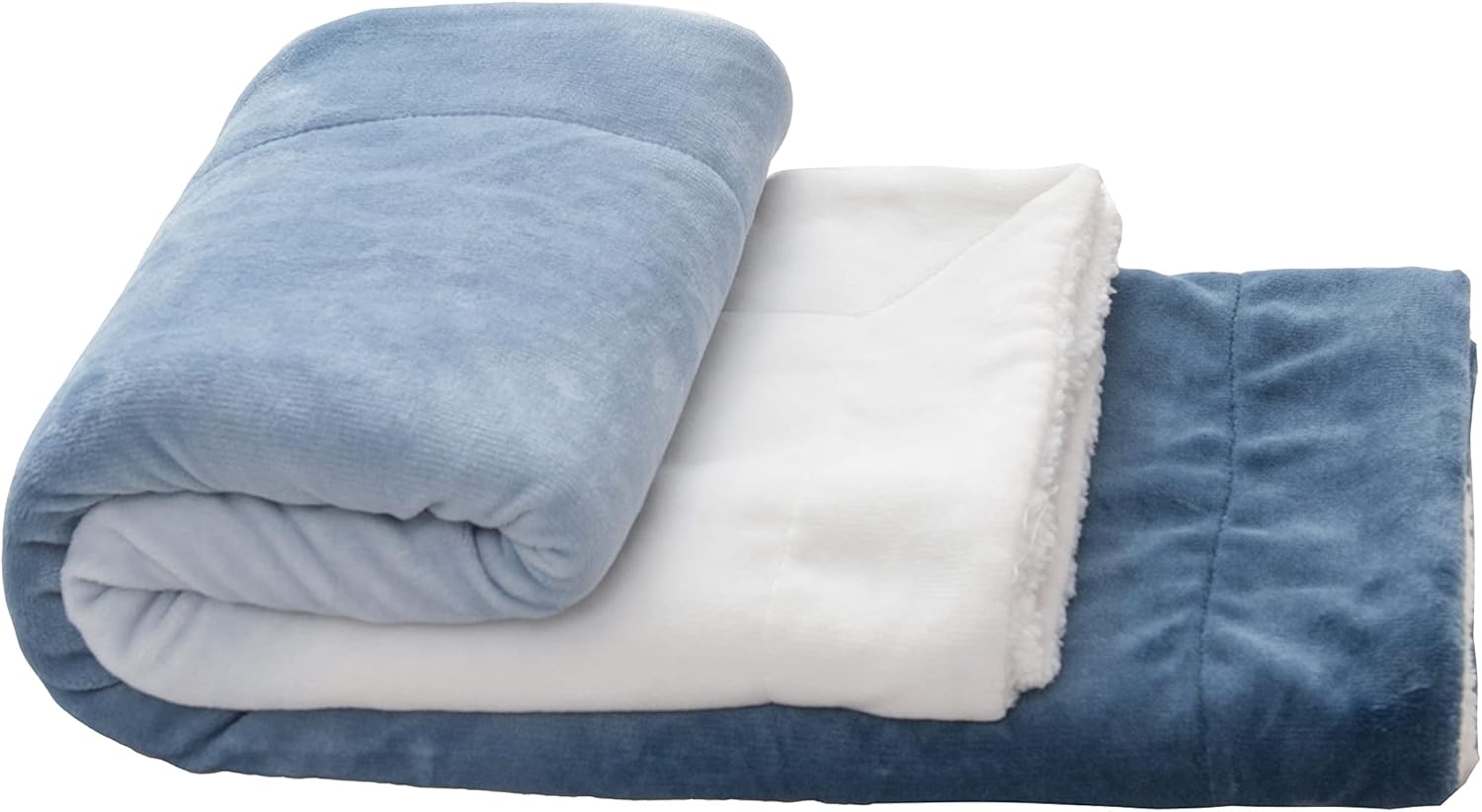 Elegant Comfort Throw Blanket, Reversible Sherpa Flannel, Ultra-Soft, Fuzzy, Cozy and Plush- All Season Lightweight Decorative Throw, 50 x 60 inches, Ombre Design Sherpa Throw, Blue - Image 9