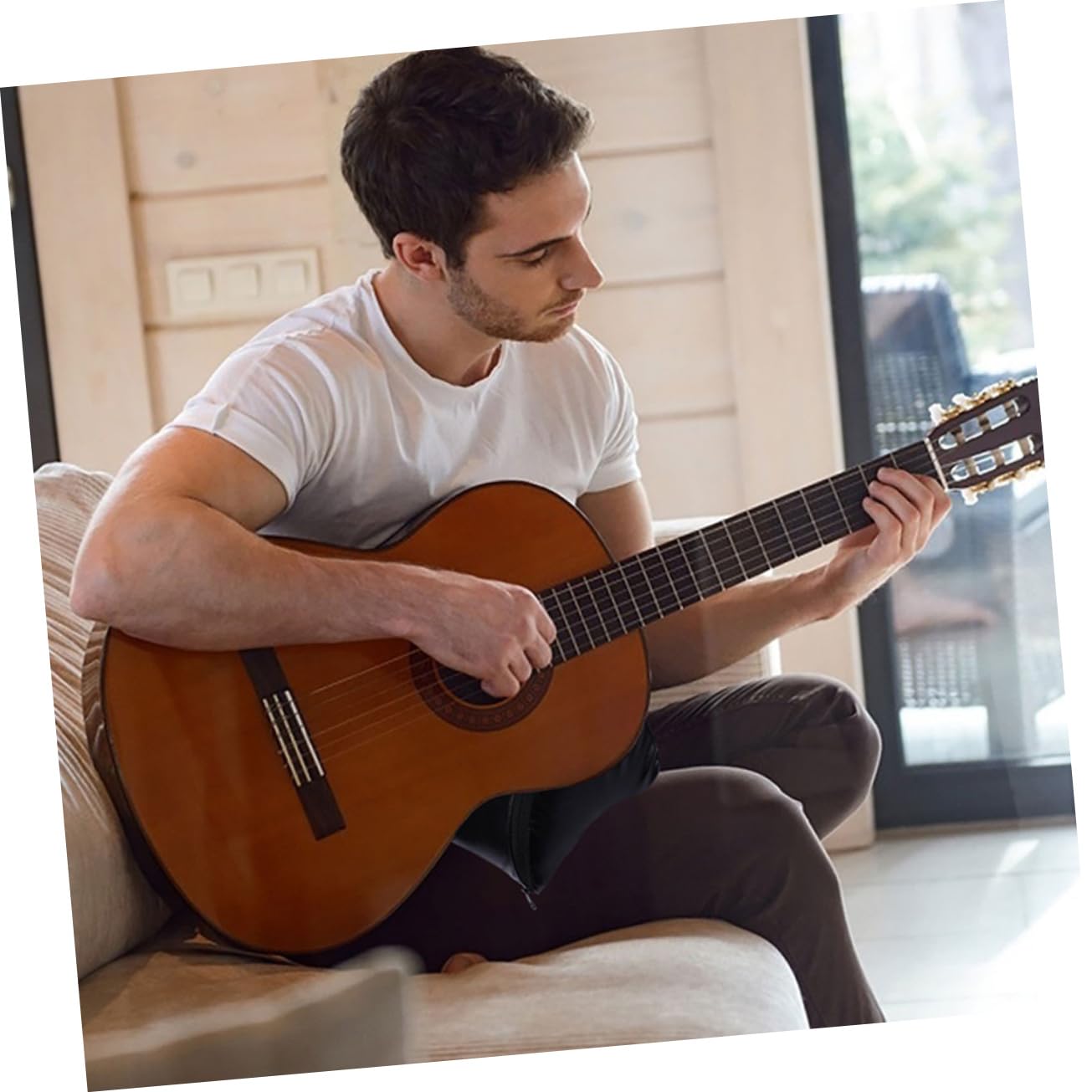 Cuscino Densità ad Facile Alta Spugna Pelle e Artificiale Imbottito Supporto da Trasportare e Design Semplice per Chitarra Classica Basso per Musicisti e Principianti
