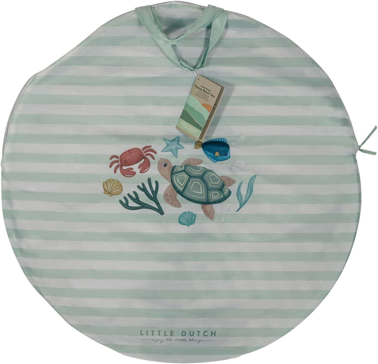 Little Dutch Beach Tent 122x110x122cm - Green - UPF 50+ - Portable Freestanding Shelter - Beach Activities