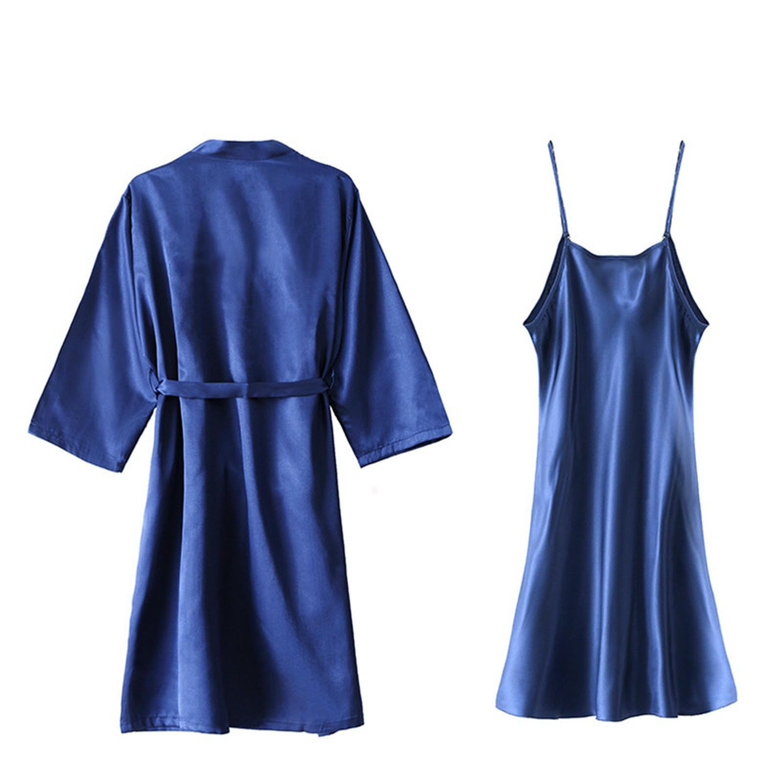Brautmorgenmäntel Langer Frühling Und Sommer Simuliertes Seide Bestickter Dressing, Brautbrautjungfern Hochzeit Nachthemd-langarmes Schwarz Ohne Worte - Mit Nachthemd-XL